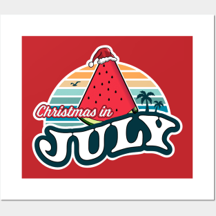 Christmas In July Watermelon Xmas Tree Summer Posters and Art